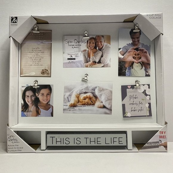 Spin Quotes 6 Clip Wall Collage Picture Frame 16.5"x15"x2.5" Holds 6 Picture NEW - Picture 1 of 13